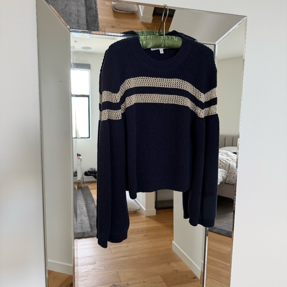 Veronica Beard Georgiana Crewneck Sweater - Navy & Cream Stripe, size M - Picture 4 of 6